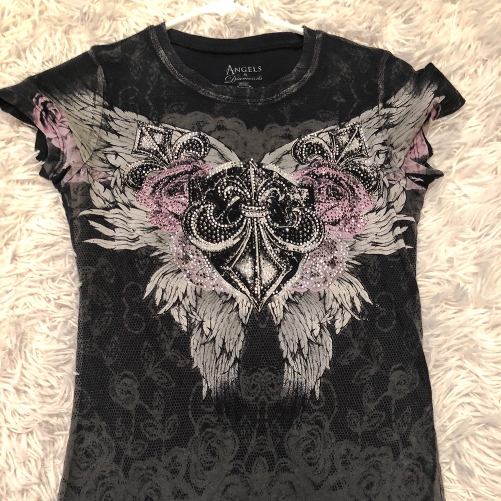 Angels and diamonds jeweled top